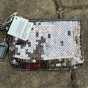NWT Coach Gunmetal Sequin Wristlet